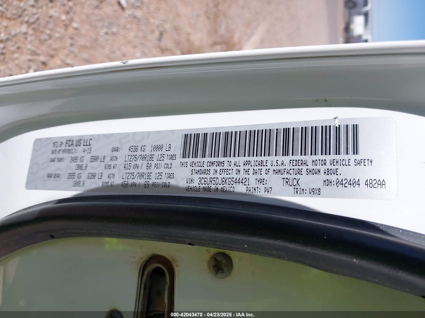 2019 RAM 2500 BIG HORN  4X4 6'4 BOX - 3C6UR5DJ6KG544421