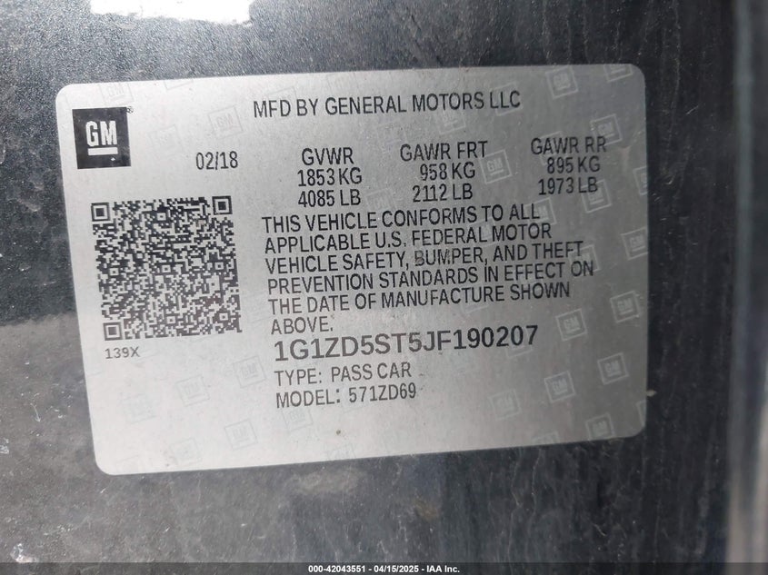 2018 CHEVROLET MALIBU LT - 1G1ZD5ST5JF190207