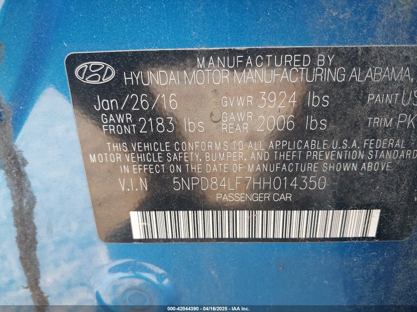 2017 HYUNDAI ELANTRA SE/VALUE/LIMITED - 5NPD84LF7HH014350