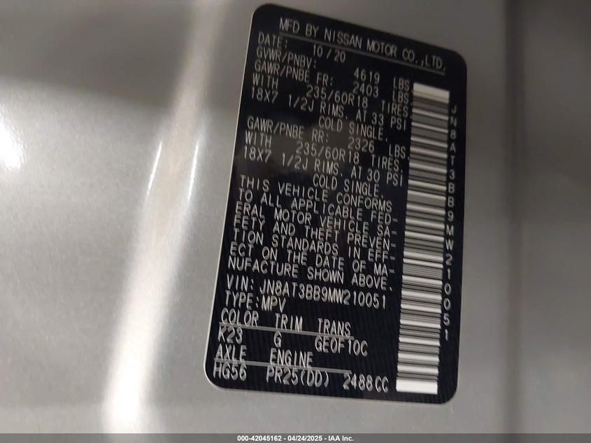 2021 NISSAN ROGUE SV INTELLIGENT AWD - JN8AT3BB9MW210051