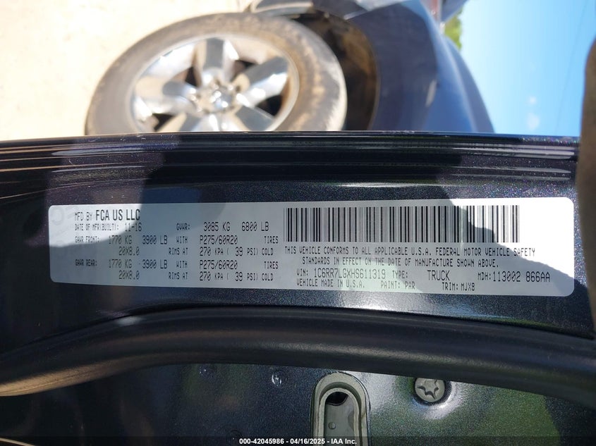 2017 RAM 1500 BIG HORN  4X4 5'7 BOX - 1C6RR7LGXHS611319