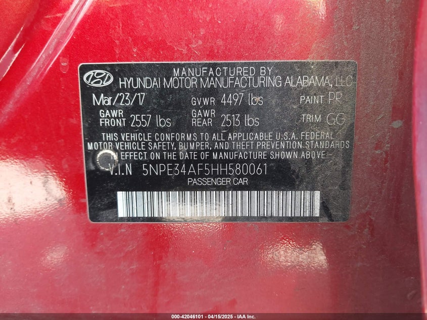 2017 HYUNDAI SONATA SPORT - 5NPE34AF5HH580061