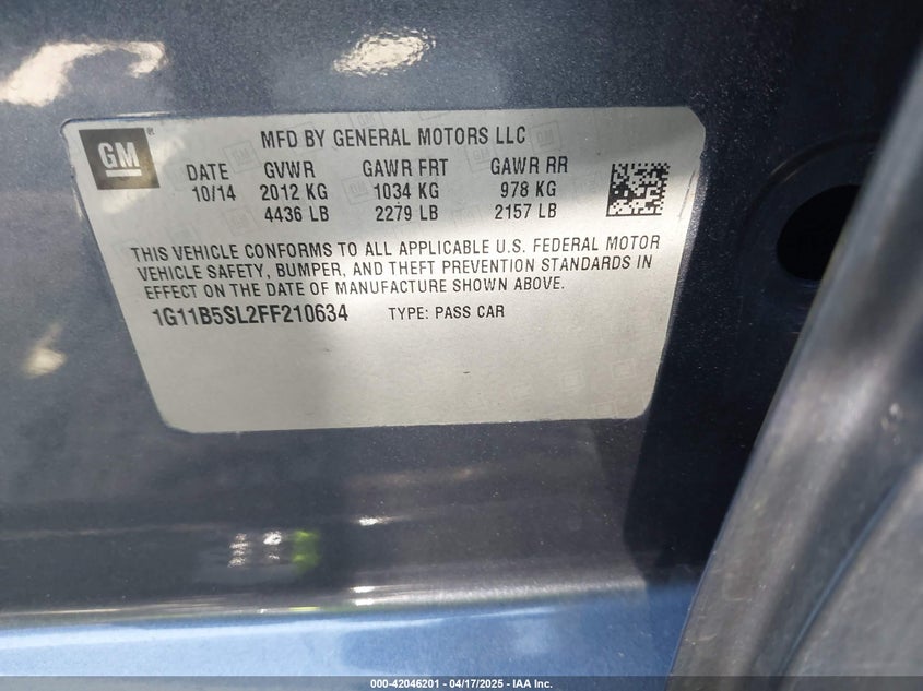 2015 CHEVROLET MALIBU LS - 1G11B5SL2FF210634