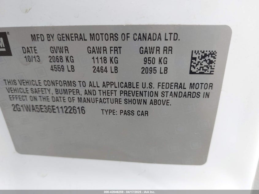 2014 CHEVROLET IMPALA LIMITED LS - 2G1WA5E36E1122616