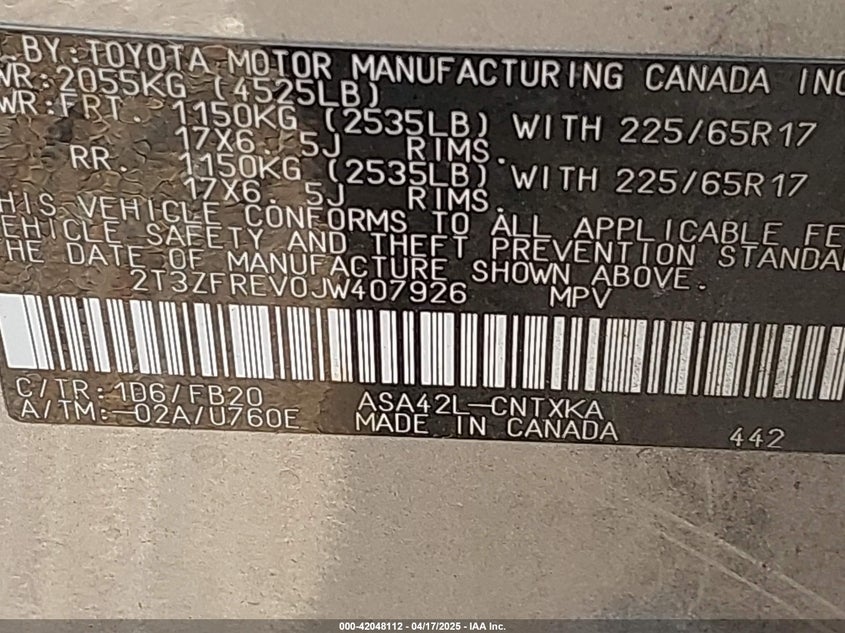 2018 TOYOTA RAV4 LE - 2T3ZFREV0JW407926