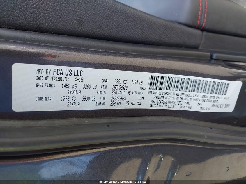 2015 DODGE DURANGO R/T - 1C4SDHCT9FC817251