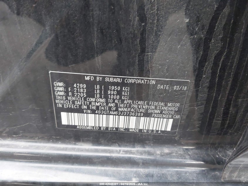 2018 SUBARU IMPREZA SPORT - 4S3GTAM63J3736389