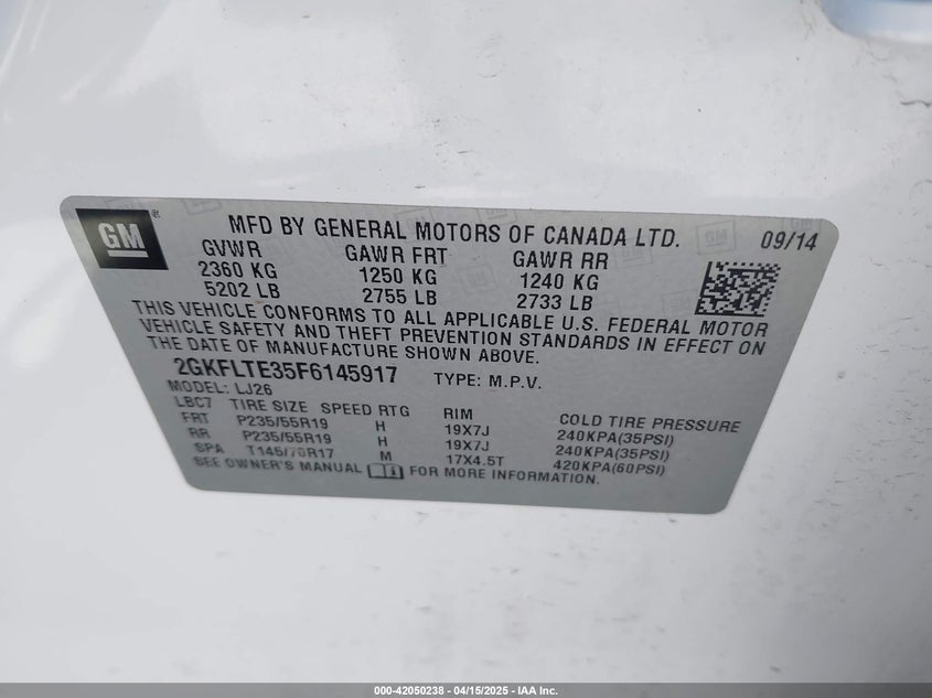 2015 GMC TERRAIN SLT-2 - 2GKFLTE35F6145917