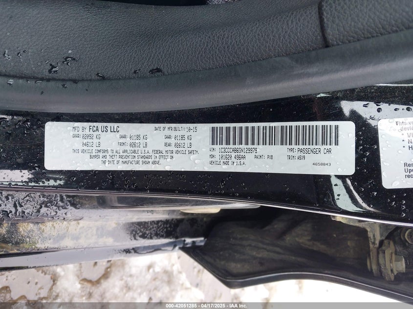 2016 CHRYSLER 200 VIN: 1C3CCCAB6GN129979
