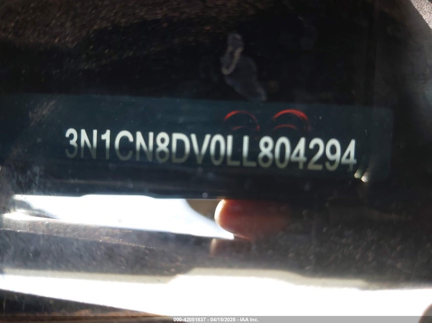 2020 NISSAN VERSA S XTRONIC CVT - 3N1CN8DV0LL804294