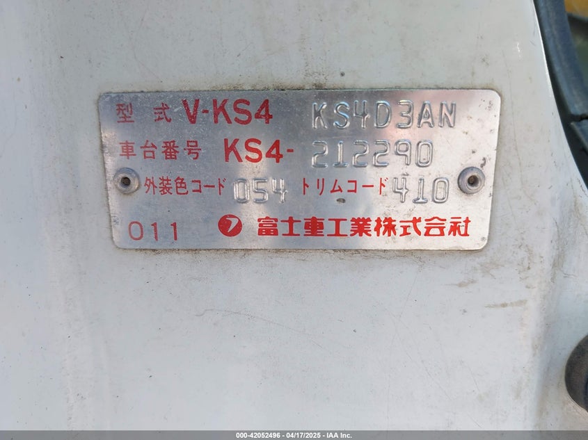 1994 Subaru Sambar VIN: KS4212290 Lot: 42052496