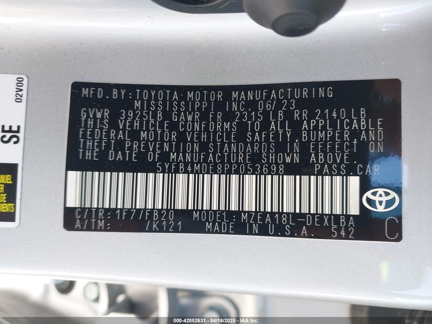 2023 TOYOTA COROLLA LE - 5YFB4MDE8PP053698