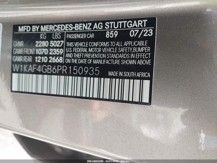 2023 MERCEDES-BENZ C 300 SEDAN - W1KAF4GB6PR150935