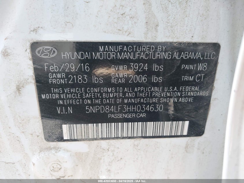 2017 HYUNDAI ELANTRA LIMITED - 5NPD84LF3HH034630