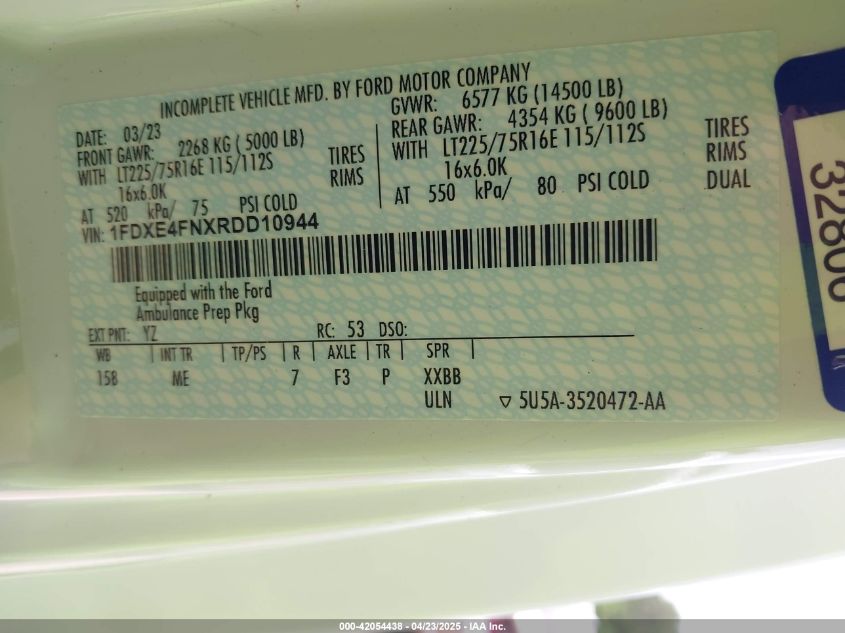 2024 Ford Econoline VIN: 01FDXE4FNXRDD1094 Lot: 42054438