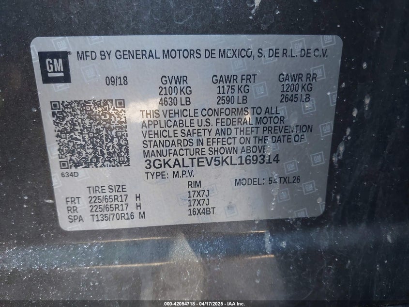 2019 GMC TERRAIN SLE - 3GKALTEV5KL169314