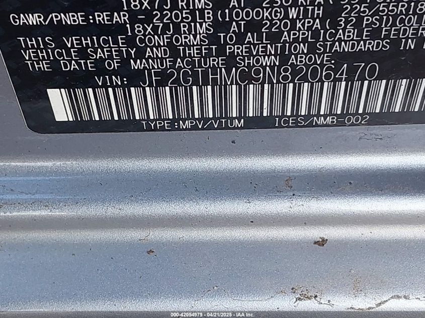 2022 Subaru Crosstrek Limited VIN: JF2GTHMC9N8206470 Lot: 42054979