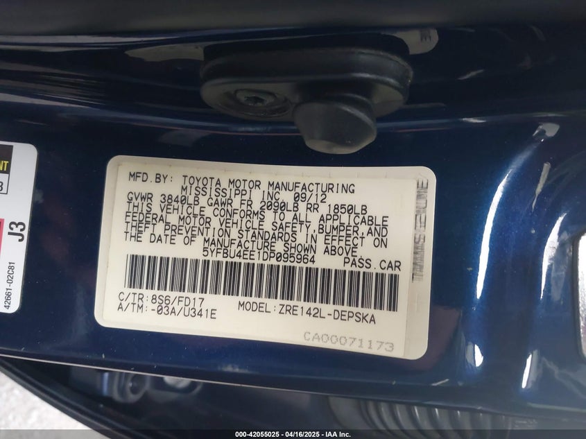 2013 TOYOTA COROLLA S - 5YFBU4EE1DP095964