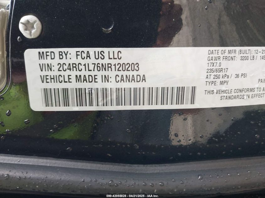 2022 Chrysler Pacifica Hybrid Touring L VIN: 2C4RC1L76NR120203 Lot: 42055828