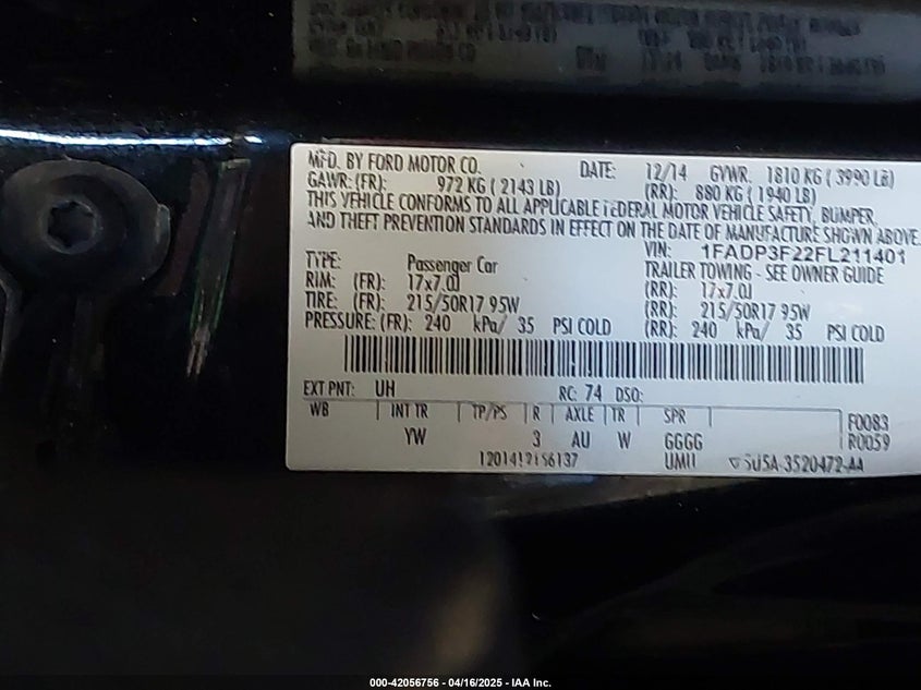 2015 FORD FOCUS SE - 1FADP3F22FL211401