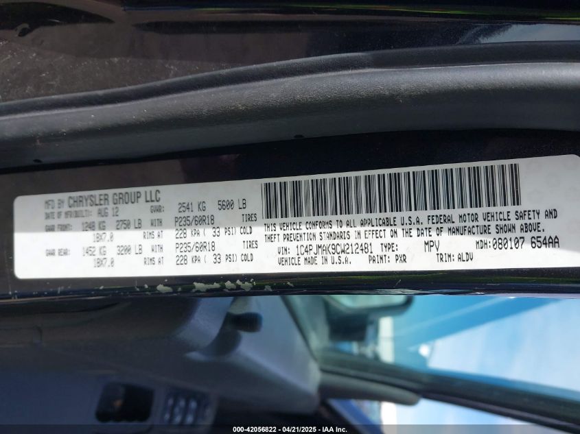 2012 Jeep Liberty Sport VIN: 1C4PJMAK9CW212481 Lot: 42056822