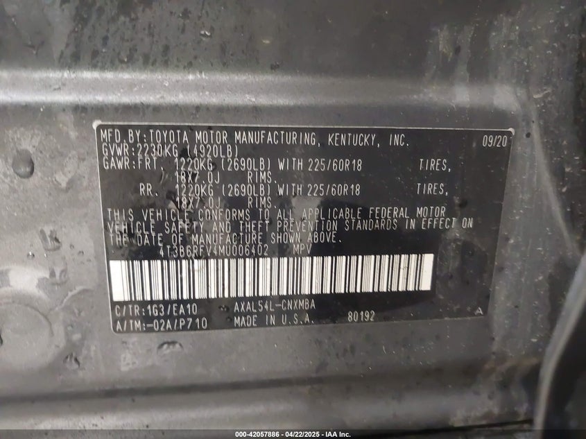 2021 TOYOTA RAV4 HYBRID XLE PREMIUM - 4T3B6RFV4MU006402