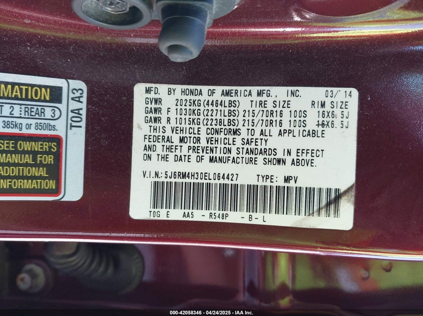 2014 HONDA CR-V LX - 5J6RM4H30EL064427