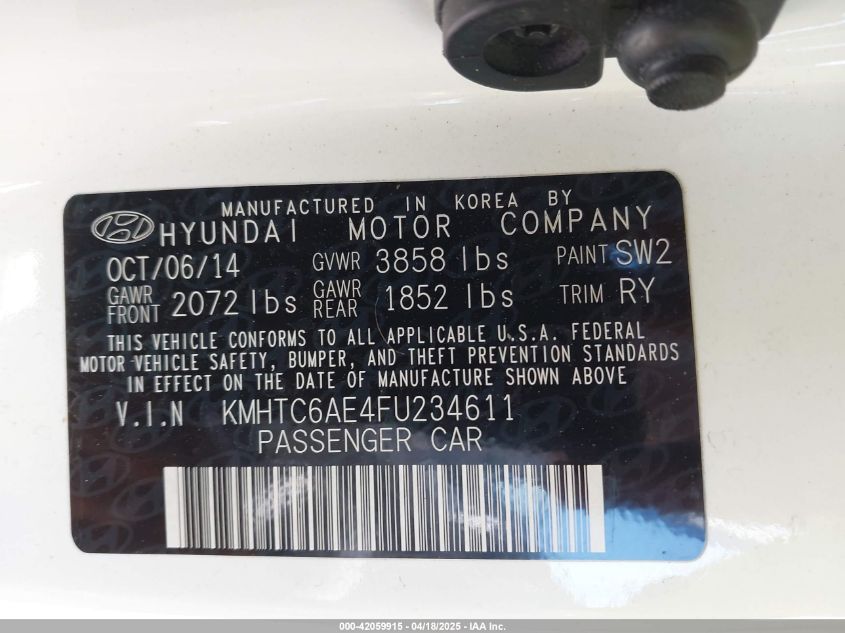 2015 HYUNDAI VELOSTER TURBO - KMHTC6AE4FU234611