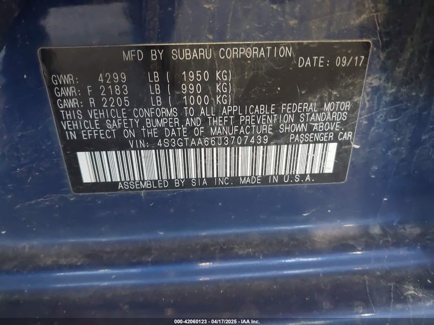 2018 SUBARU IMPREZA 2.0I - 4S3GTAA66J3707439