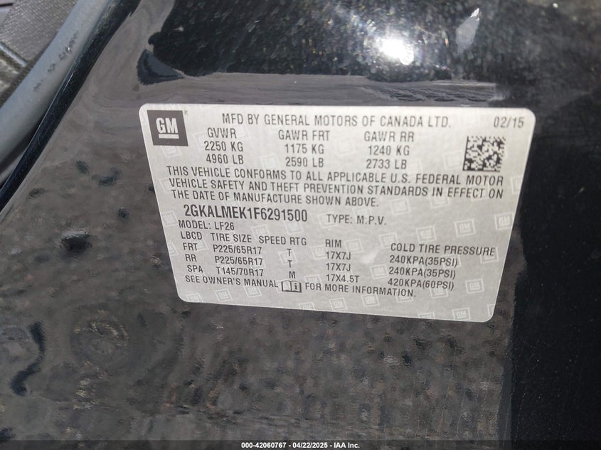 2015 GMC TERRAIN SLE-1 - 2GKALMEK1F6291500