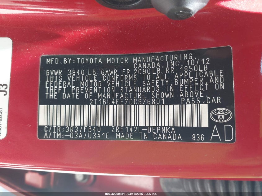 2013 TOYOTA COROLLA LE - 2T1BU4EE7DC976801