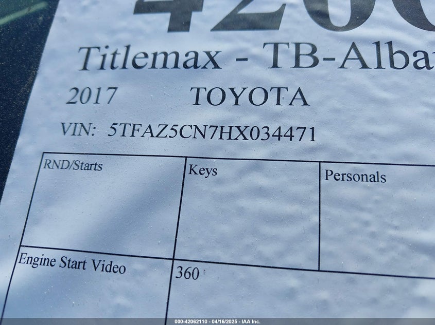 2017 TOYOTA TACOMA SR5 V6 - 5TFAZ5CN7HX034471