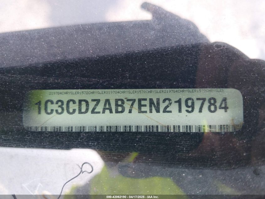 2014 Dodge Avenger Se VIN: 1C3CDZAB7EN219784 Lot: 42062190