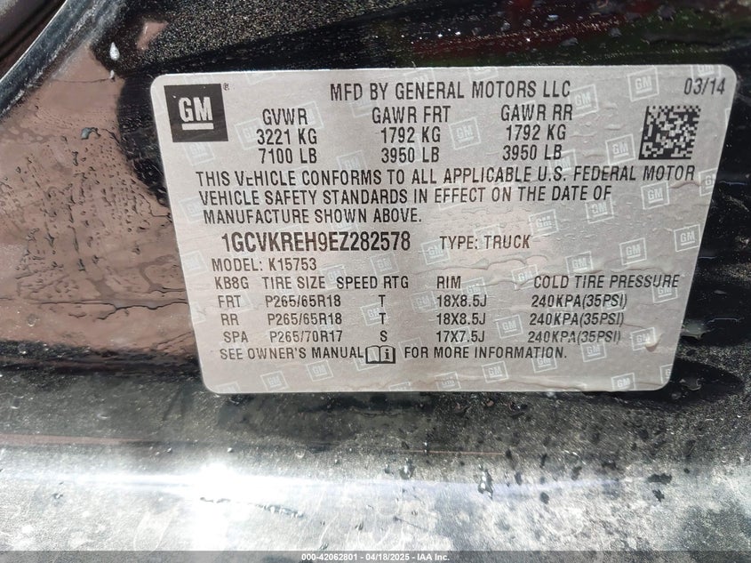 2014 CHEVROLET SILVERADO 1500 1LT - 1GCVKREH9EZ282578