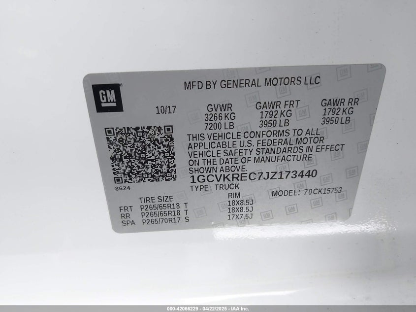 2018 CHEVROLET SILVERADO 1500 2LT - 1GCVKREC7JZ173440