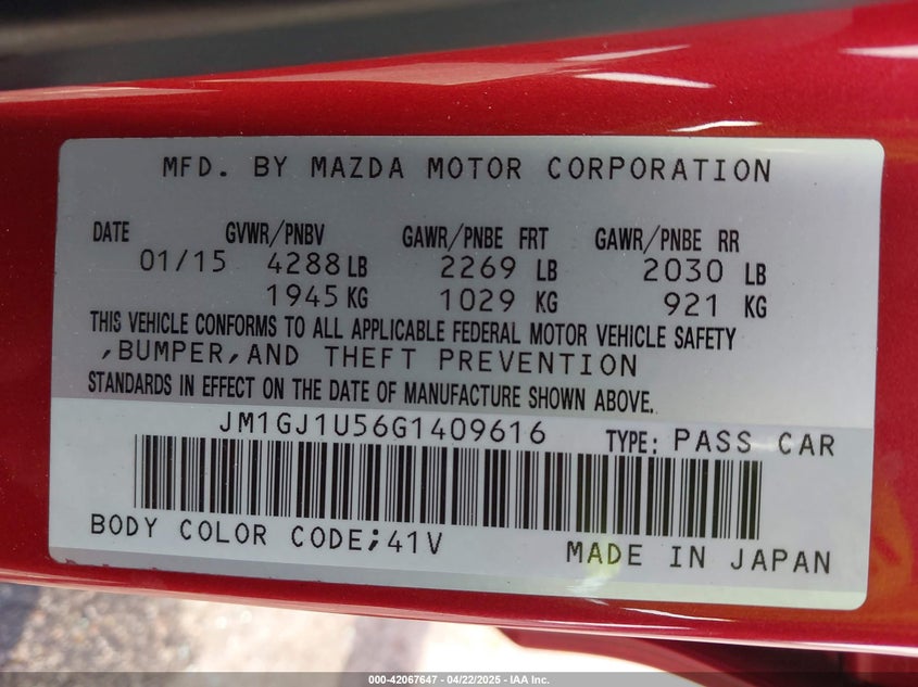 2016 MAZDA MAZDA6 I SPORT - JM1GJ1U56G1409616