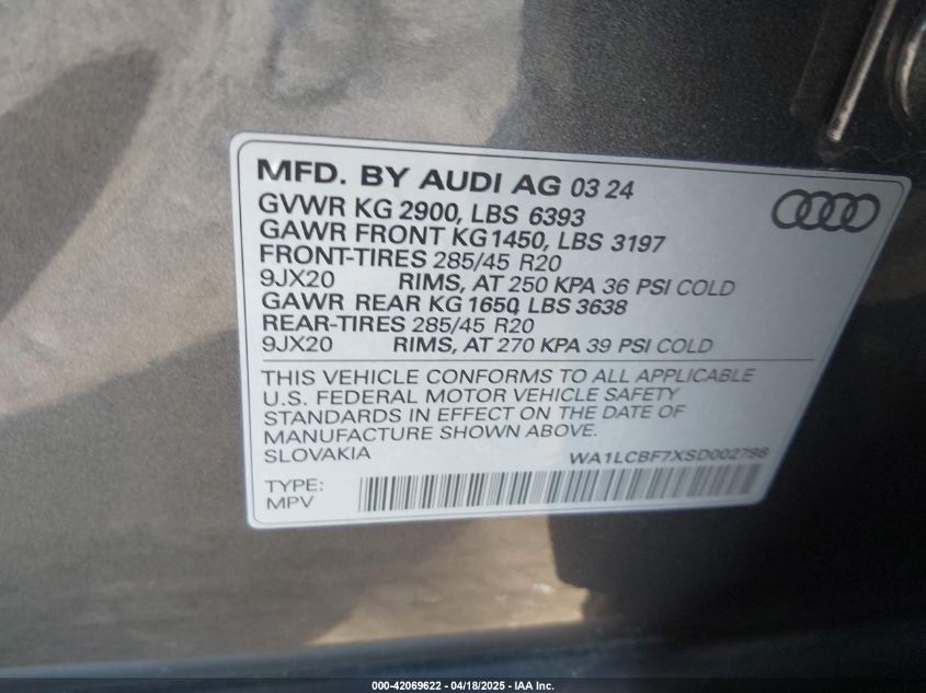2025 Audi Q7 - WA1LCBF7XSD002798