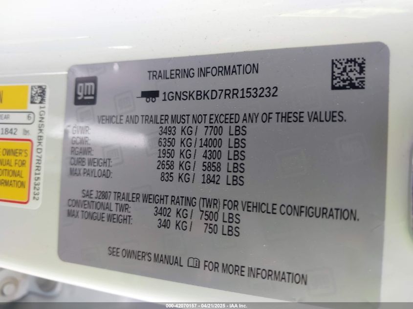 2024 Chevrolet Suburban - 1GNSKBKD7RR153232