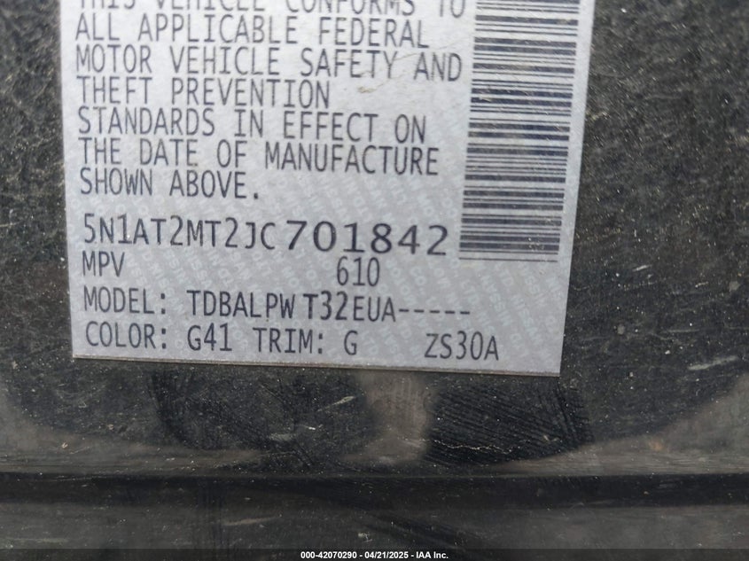 2018 NISSAN ROGUE S - 5N1AT2MT2JC701842