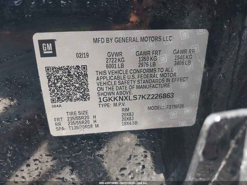2019 GMC ACADIA DENALI - 1GKKNXLS7KZ226863