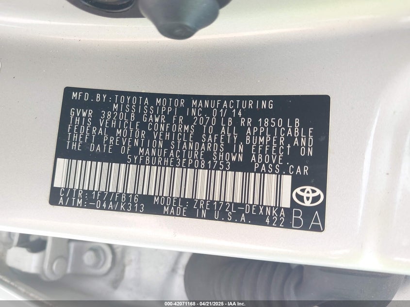 2014 TOYOTA COROLLA LE - 5YFBURHE3EP081753