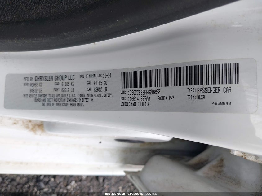 2015 CHRYSLER 200 S - 1C3CCCBB0FN620092