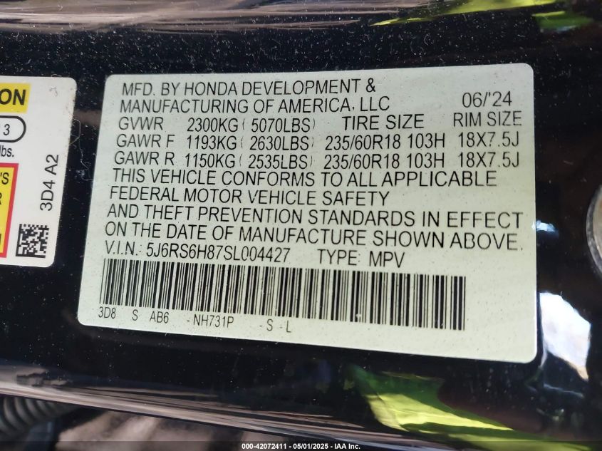 2025 Honda CR-V - 5J6RS6H87SL004427