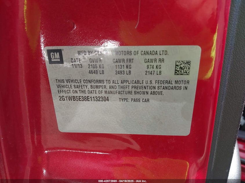 2014 CHEVROLET IMPALA LIMITED LT - 2G1WB5E38E1132304