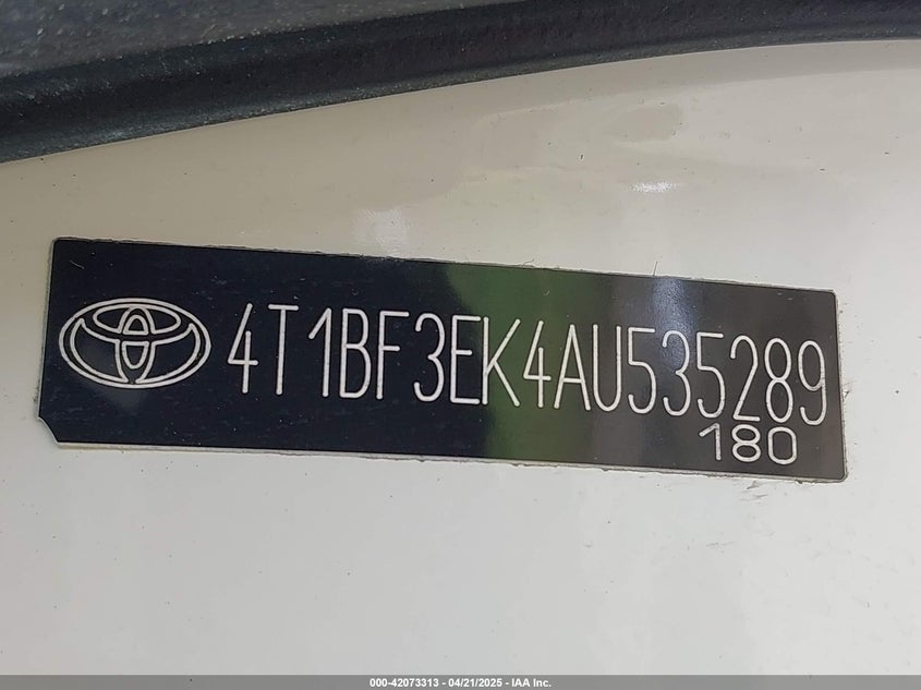 2010 TOYOTA CAMRY VIN: 4T1BF3EK4AU535289
