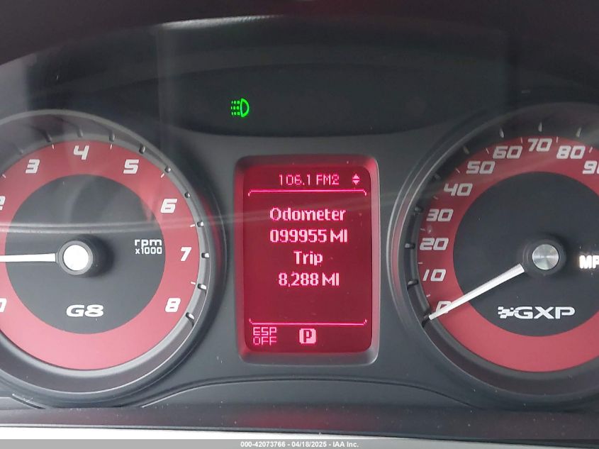 2009 Pontiac G8 Gxp VIN: 6G2EP57W29L308704 Lot: 42073766