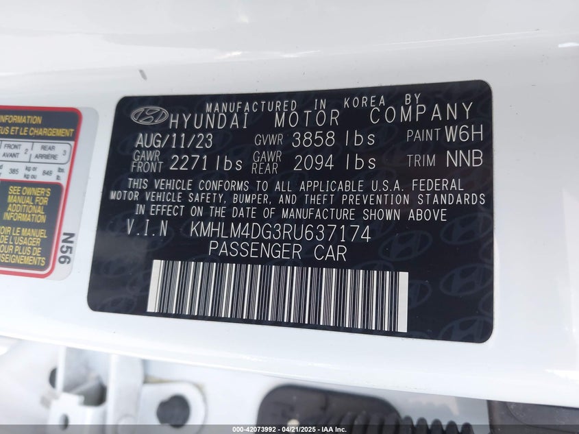 2024 HYUNDAI ELANTRA SEL - KMHLM4DG3RU637174