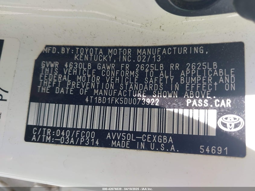 2013 TOYOTA CAMRY HYBRID XLE - 4T1BD1FK5DU073922