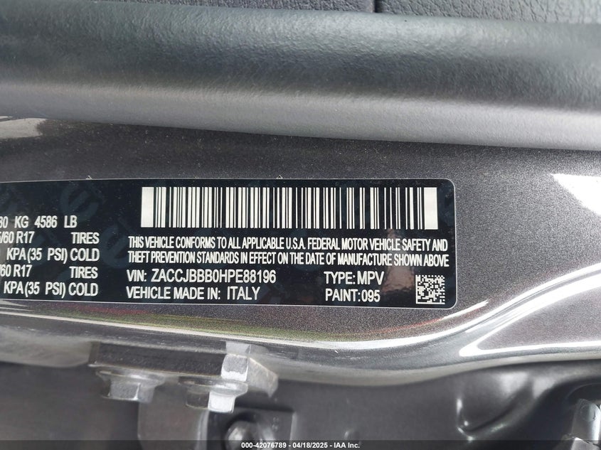 2017 JEEP RENEGADE LATITUDE 4X4 - ZACCJBBB0HPE88196