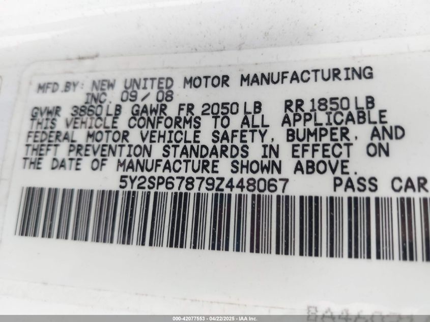 2009 Pontiac Vibe VIN: 5Y2SP67879Z448067 Lot: 42077553